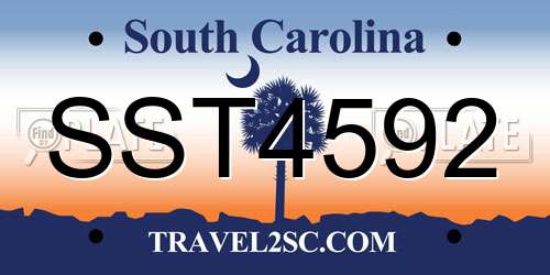 SST4592 South Carolina License Plate