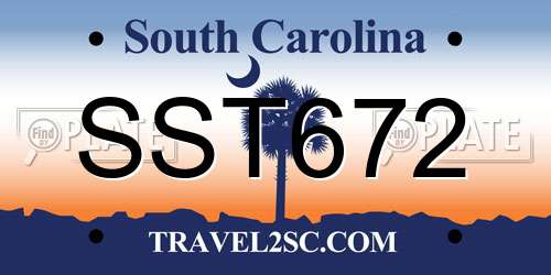 SST672 South Carolina License Plate