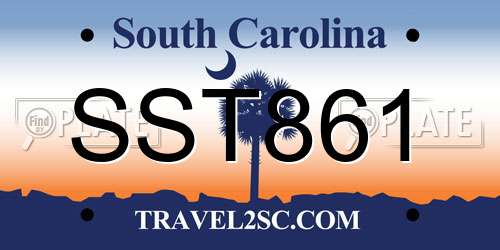 SST861 South Carolina License Plate