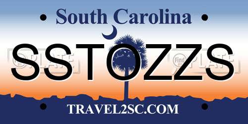 SSTOZZS South Carolina License Plate