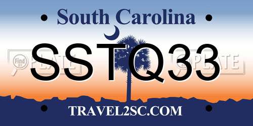 SSTQ33 South Carolina License Plate