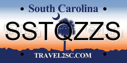 SSTQZZS South Carolina License Plate