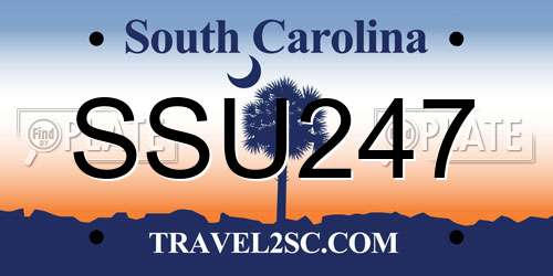 SSU247 South Carolina License Plate