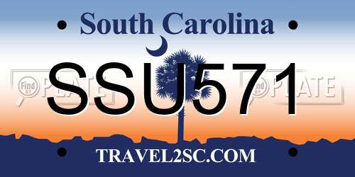 SSU571 South Carolina License Plate