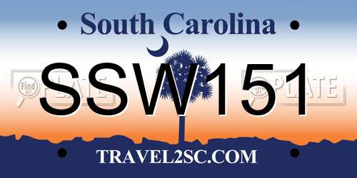 SSW151 South Carolina License Plate