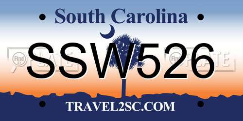SSW526 South Carolina License Plate