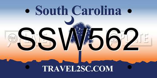SSW562 South Carolina License Plate