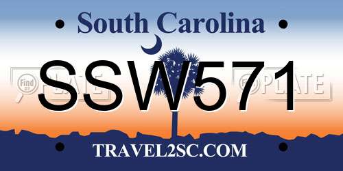 SSW571 South Carolina License Plate