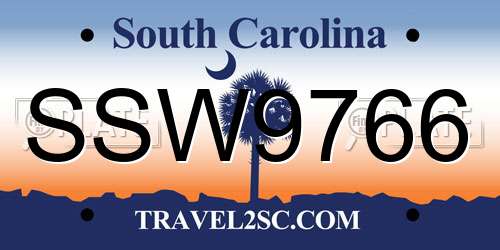 SSW9766 South Carolina License Plate
