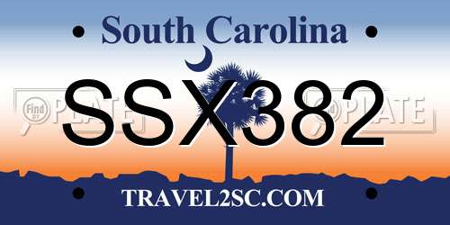 SSX382 South Carolina License Plate