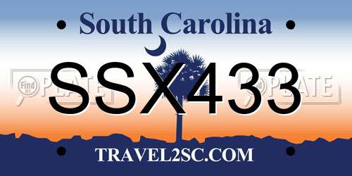 SSX433 South Carolina License Plate