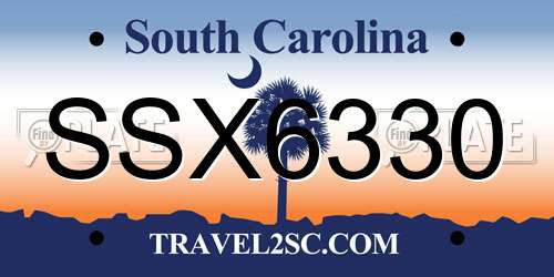 SSX6330 South Carolina License Plate