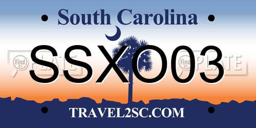 SSXO03 South Carolina License Plate