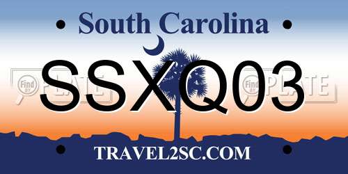 SSXQ03 South Carolina License Plate