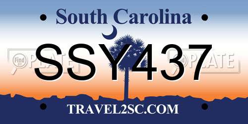 SSY437 South Carolina License Plate