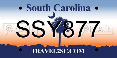 SSY877 South Carolina License Plate