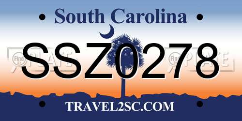 SSZ0278 South Carolina License Plate