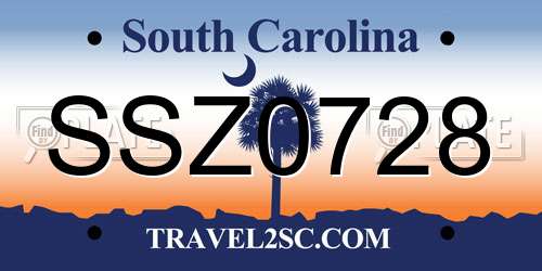 SSZ0728 South Carolina License Plate