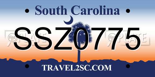 SSZ0775 South Carolina License Plate