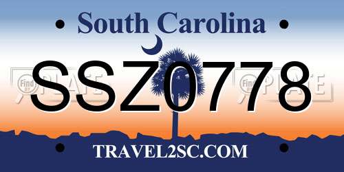 SSZ0778 South Carolina License Plate