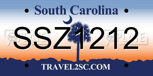 SSZ1212 South Carolina License Plate