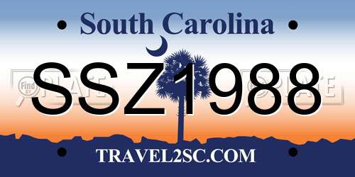 SSZ1988 South Carolina License Plate