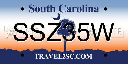 SSZ35W South Carolina License Plate