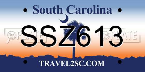 SSZ613 South Carolina License Plate