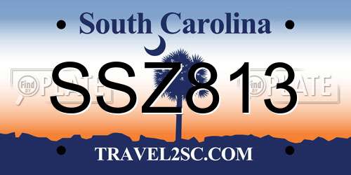 SSZ813 South Carolina License Plate