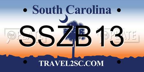 SSZB13 South Carolina License Plate