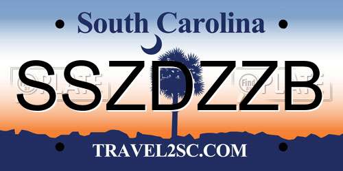 SSZDZZB South Carolina License Plate