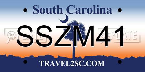 SSZM41 South Carolina License Plate