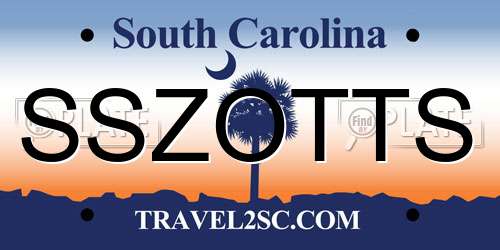 SSZOTTS South Carolina License Plate
