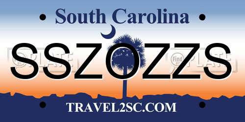 SSZOZZS South Carolina License Plate