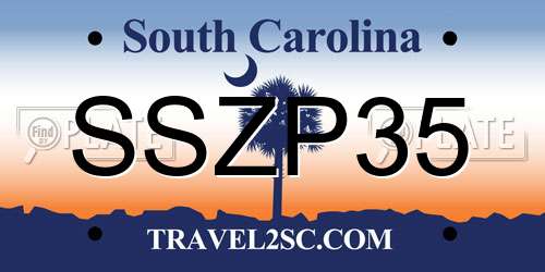SSZP35 South Carolina License Plate