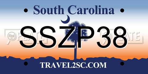 SSZP38 South Carolina License Plate