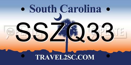 SSZQ33 South Carolina License Plate