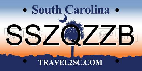 SSZQZZB South Carolina License Plate
