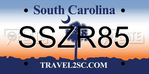 SSZR85 South Carolina License Plate
