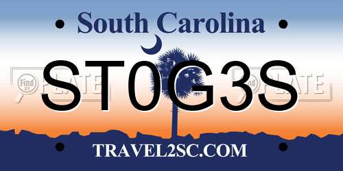 ST0G3S South Carolina License Plate