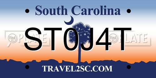 ST0J4T South Carolina License Plate