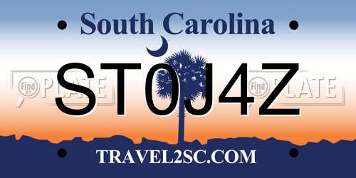 ST0J4Z South Carolina License Plate