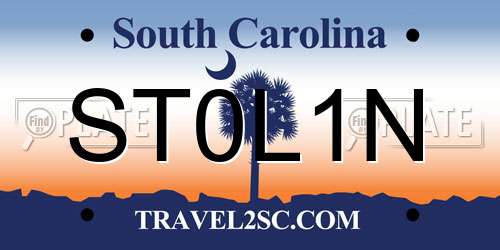 ST0L1N South Carolina License Plate