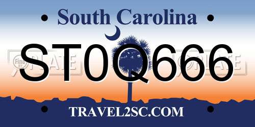 ST0Q666 South Carolina License Plate