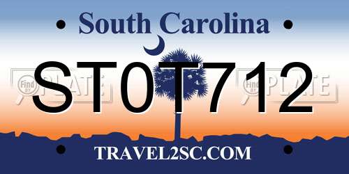 ST0T712 South Carolina License Plate