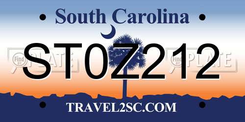 ST0Z212 South Carolina License Plate