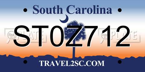 ST0Z712 South Carolina License Plate