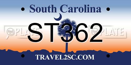 ST362 South Carolina License Plate