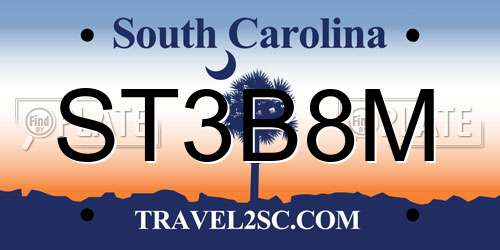 ST3B8M South Carolina License Plate