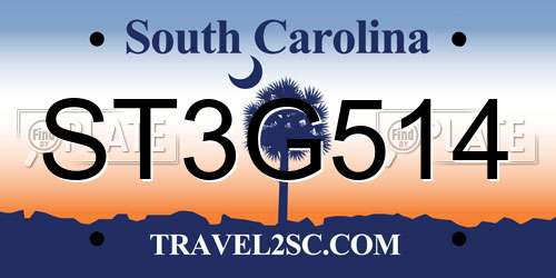 ST3G514 South Carolina License Plate